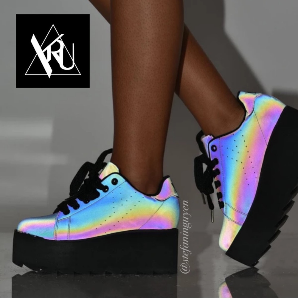 🌈 YRU Reflective Lala Platform Sneakers